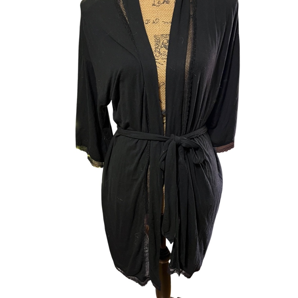 Victoria's Secret Black Lace Trim Robe